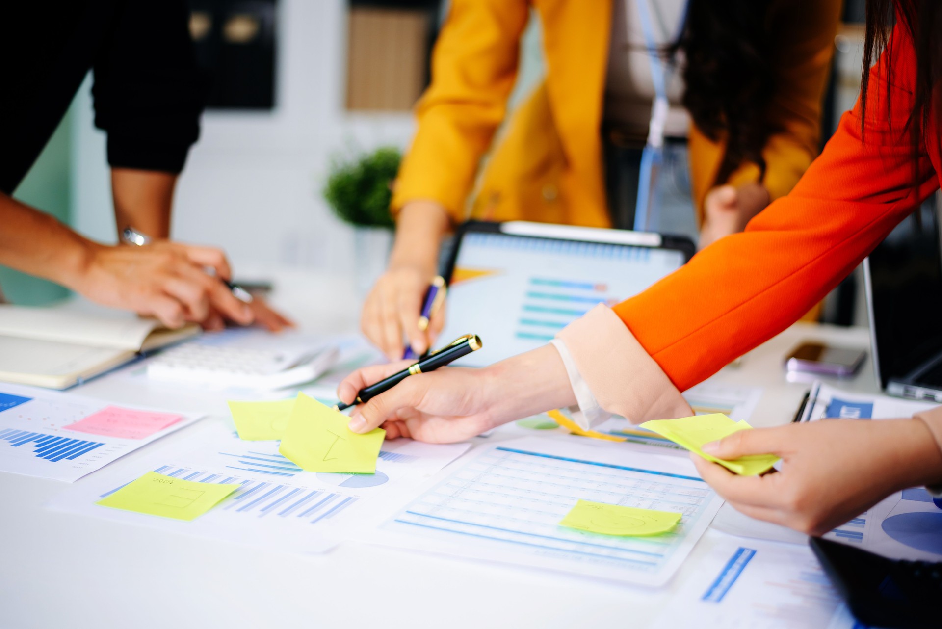 Business People Planning Strategy Analysis from financial document report, Office Concept